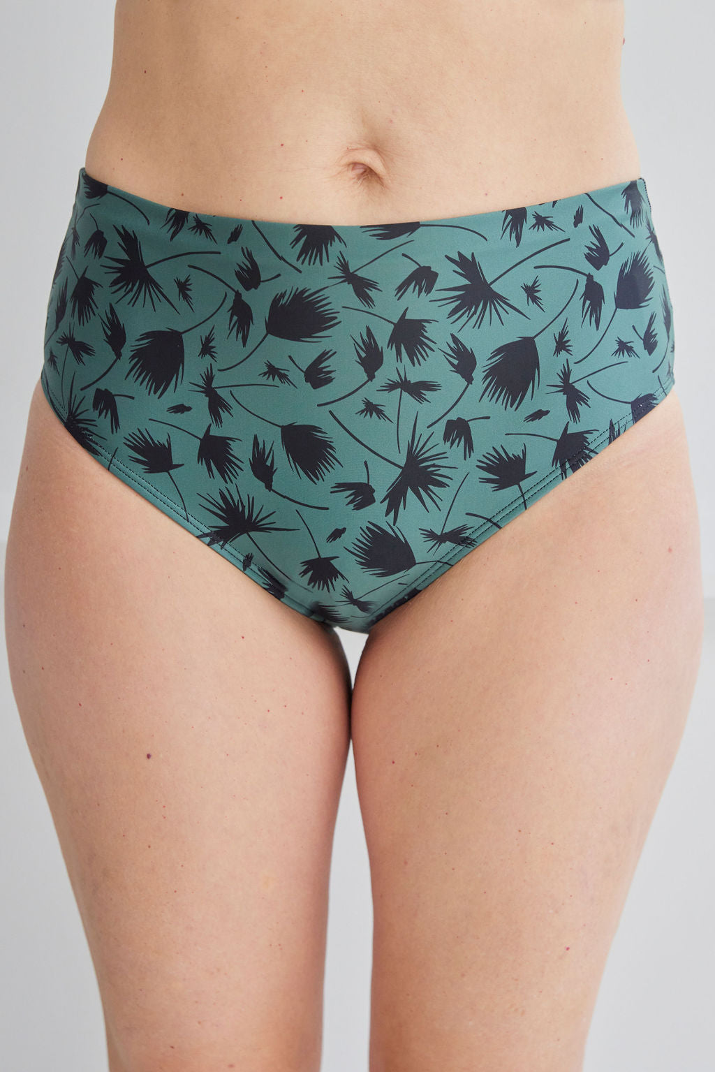 The High-Waist Bottoms in Sage Palm print